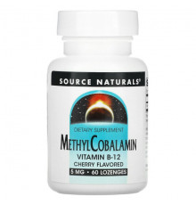 Source Naturals, витамин B12 в виде метилкобаламина, со вкусом вишни, 1 мг, 120 леденцов