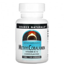 Source Naturals, витамин B12 в виде метилкобаламина, со вкусом вишни, 1 мг, 120 леденцов