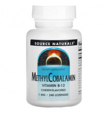 Source Naturals, МетилКобаламин, С вишневым вкусом Под язык, 1 мг, 240 таблеток