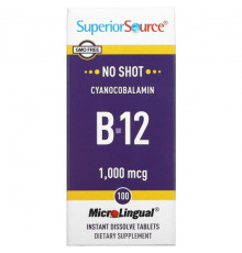 Superior Source, цианокобаламин B12, 1000 мкг, 100 таблеток