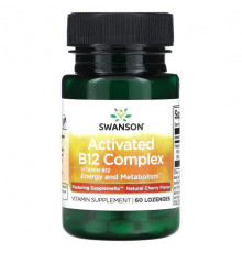 Swanson, Activated B12 Complex, натуральная вишня, 60 пастилок