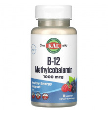 KAL, B-12 Methylcobalamin, Berry, 1,000 mcg, 60 Lozenges