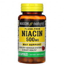 Mason Natural, Ниацин, без смыва, 500 мг, 60 капсул