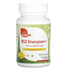 Zahler, B12 Energizer, витамин B12 и фолиевая кислота, с натуральным вишневым вкусом, 90 пастилок