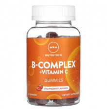 MRM Nutrition, B-Complex с витамином C, жевательные мармеладки, клубника, 60 жевательных таблеток