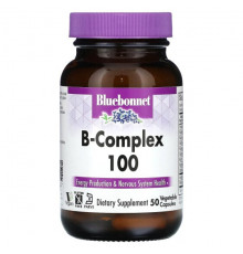 Bluebonnet Nutrition, B-Complex 100, витамины группы B, 50 растительных капсул