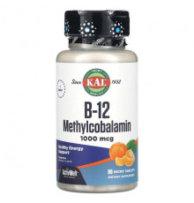 B-12 Methylcobalamin, Tangerine, 1,000 mcg, 90 Micro Tablets