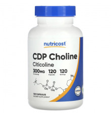 Nutricost, CDP Choline, цитиколин, 300 мг, 60 капсул