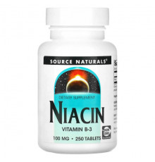 Source Naturals, ниацин, 100 мг, 250 таблеток