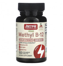 Jarrow Formulas, метил B-12, вишневый вкус, 500 мкг, 100 жевательных леденцов