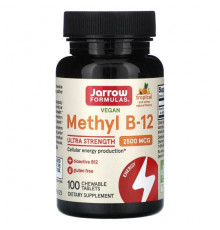 Jarrow Formulas, метил B-12, вишневый вкус, 500 мкг, 100 жевательных леденцов