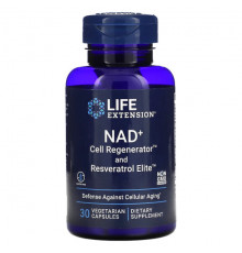 Life Extension, NAD + Cell Regenerator и ресвератрол, никотинамид рибозид NIAGEN, 30 вегетарианских капсул