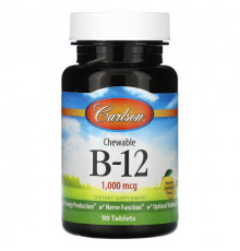 Chewable Vitamin B-12, Lemon, 1,000 mcg, 90 Tablets