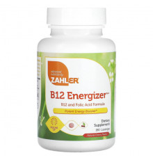 Zahler, B12 Energizer, витамин B12 и фолиевая кислота, с натуральным вишневым вкусом, 90 пастилок