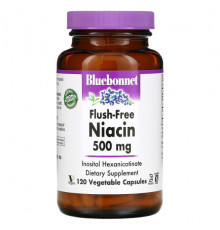 Bluebonnet Nutrition, Ниацин, не вызывающий смывания, 500 мг, 120 растительных капсул