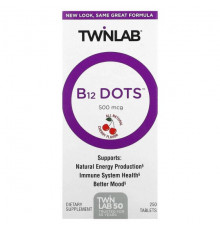 Twinlab, B12 Dots, вишня, 500 мкг, 100 таблеток