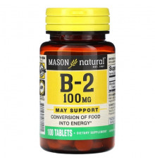 Mason Natural, Витамин B2, 100 мг, 100 таблеток